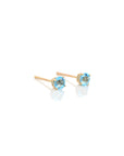 Baikalla Jewelry Gold Gemstone Earrings Baikalla 14k Classic Yellow Gold 4mm Natural Swiss Blue Topaz Earrings