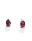 Baikalla Jewelry Gold Gemstone Earrings Baikalla 14k Classic White Gold Natural 4*5mm 7/10ct Ruby Earrings w/Diamond