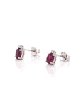 Baikalla Jewelry Gold Gemstone Earrings Baikalla 14k Classic White Gold Natural 4*5mm 7/10ct Ruby Earrings w/Diamond