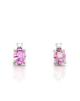 Baikalla Jewelry Gold Gemstone Earrings Baikalla™ 14k Classic White Gold Natural 3/4ct Pink Sapphire Earrings w/Diamond Halo