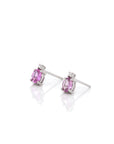 Baikalla Jewelry Gold Gemstone Earrings Baikalla™ 14k Classic White Gold Natural 3/4ct Pink Sapphire Earrings w/Diamond Halo