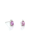 Baikalla Jewelry Gold Gemstone Earrings Baikalla™ 14k Classic White Gold Natural 3/4ct Pink Sapphire Earrings w/Diamond Halo