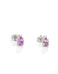 Baikalla Jewelry Gold Gemstone Earrings Baikalla™ 14k Classic White Gold Natural 3/4ct Pink Sapphire Earrings w/Diamond Halo