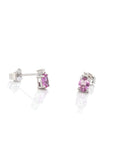 Baikalla Jewelry Gold Gemstone Earrings Baikalla™ 14k Classic White Gold Natural 3/4ct Pink Sapphire Earrings w/Diamond Halo