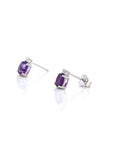 Baikalla Jewelry Gold Gemstone Earrings Baikalla 14k Classic White Gold Natural Oval Royal Amethyst Earrings w/Diamond