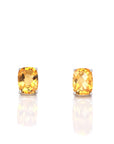 Baikalla Jewelry Gold Gemstone Earrings Baikalla 14k Classic White Gold Natural 6*8mm Emerald Cushion Cut Citrine Earrings