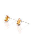 Baikalla Jewelry Gold Gemstone Earrings Baikalla 14k Classic White Gold Natural 6*8mm Emerald Cushion Cut Citrine Earrings