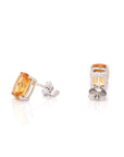 Baikalla Jewelry Gold Gemstone Earrings Baikalla 14k Classic White Gold Natural 6*8mm Emerald Cushion Cut Citrine Earrings