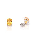 Baikalla Jewelry Gold Gemstone Earrings Baikalla 14k Classic White Gold Natural 6*8mm Emerald Cushion Cut Citrine Earrings