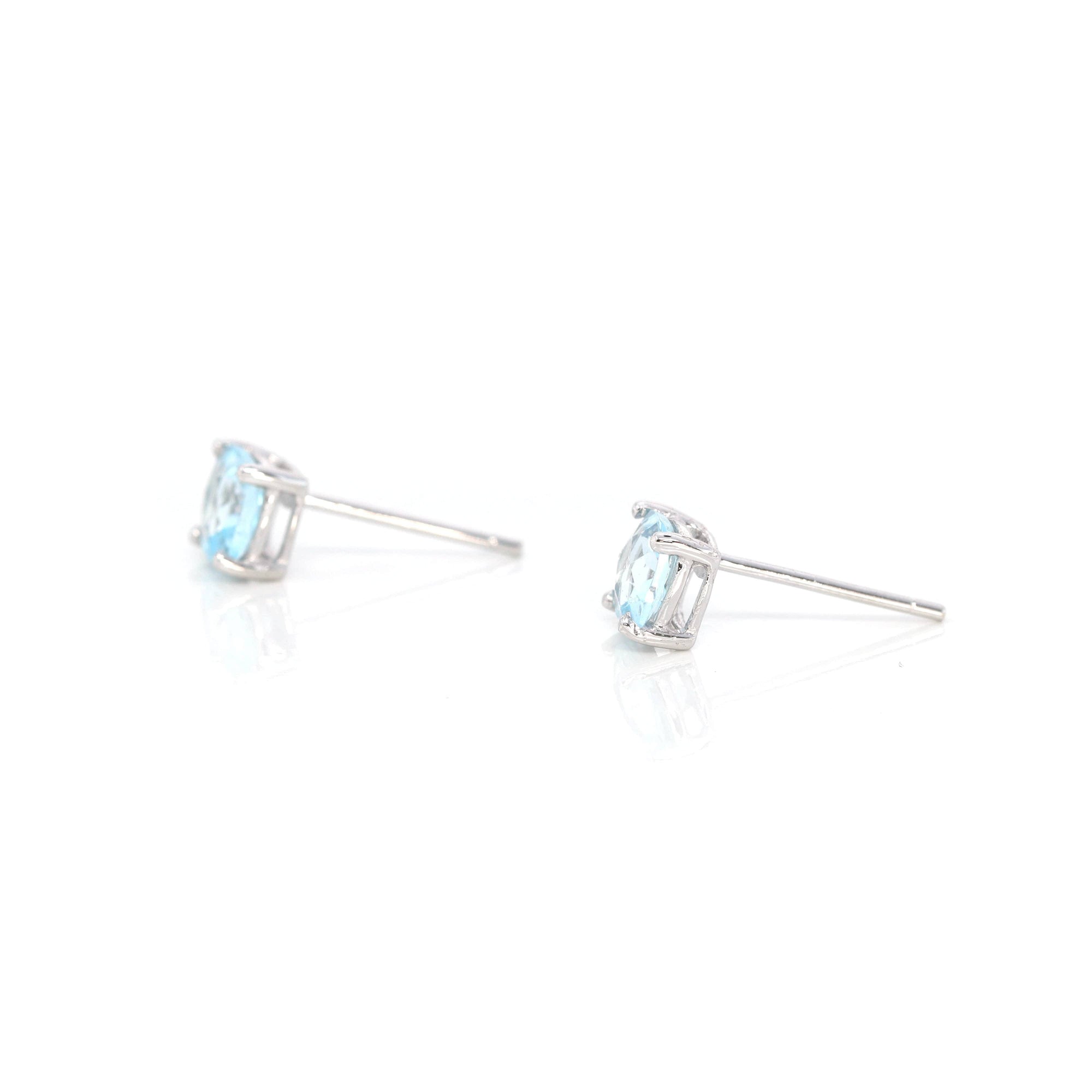 Baikalla Jewelry Gold Gemstone Earrings Baikalla™ 14k Classic White Gold Natural Aquamarine Earrings