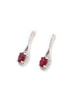 Baikalla Jewelry Gold Gemstone Earrings Baikalla 14k Classic White Gold Natural Ruby Teardrop Earrings w/Diamond Halo