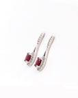 Baikalla Jewelry Gold Gemstone Earrings Baikalla 14k Classic White Gold Natural Ruby Teardrop Earrings w/Diamond Halo