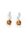 Baikalla Jewelry Gold Gemstone Earrings Baikalla 14k Classic White Gold Natural Citrine 6*6mm Teardrop Earrings w/Diamond