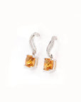 Baikalla Jewelry Gold Gemstone Earrings Baikalla 14k Classic White Gold Natural Citrine 6*6mm Teardrop Earrings w/Diamond