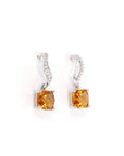 Baikalla Jewelry Gold Gemstone Earrings Baikalla 14k Classic White Gold Natural Citrine 6*6mm Teardrop Earrings w/Diamond