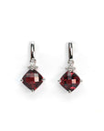 Baikalla Jewelry Gold Gemstone Earrings Baikalla 14k Classic White Gold Natural Garnet Cushion Cut Dangle 2 1/2 cttw Earrings w/Diamond Halo