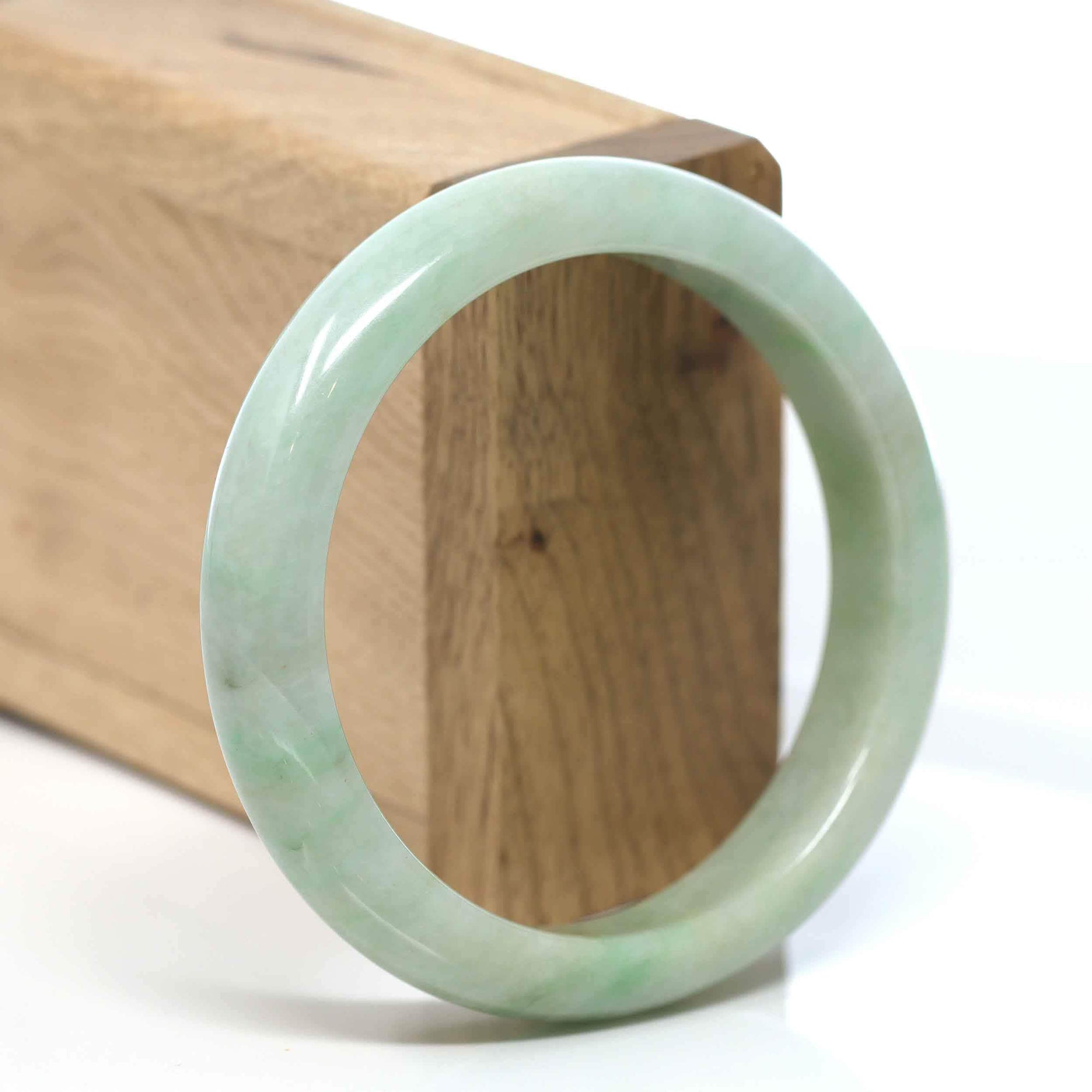 Baikalla Jewelry Jadeite Jade Bangle Bracelet Baikalla "Classic Bangle" Blue Green Natural Burmese Jadeite Jade Bangle ( 57.53 mm )#301