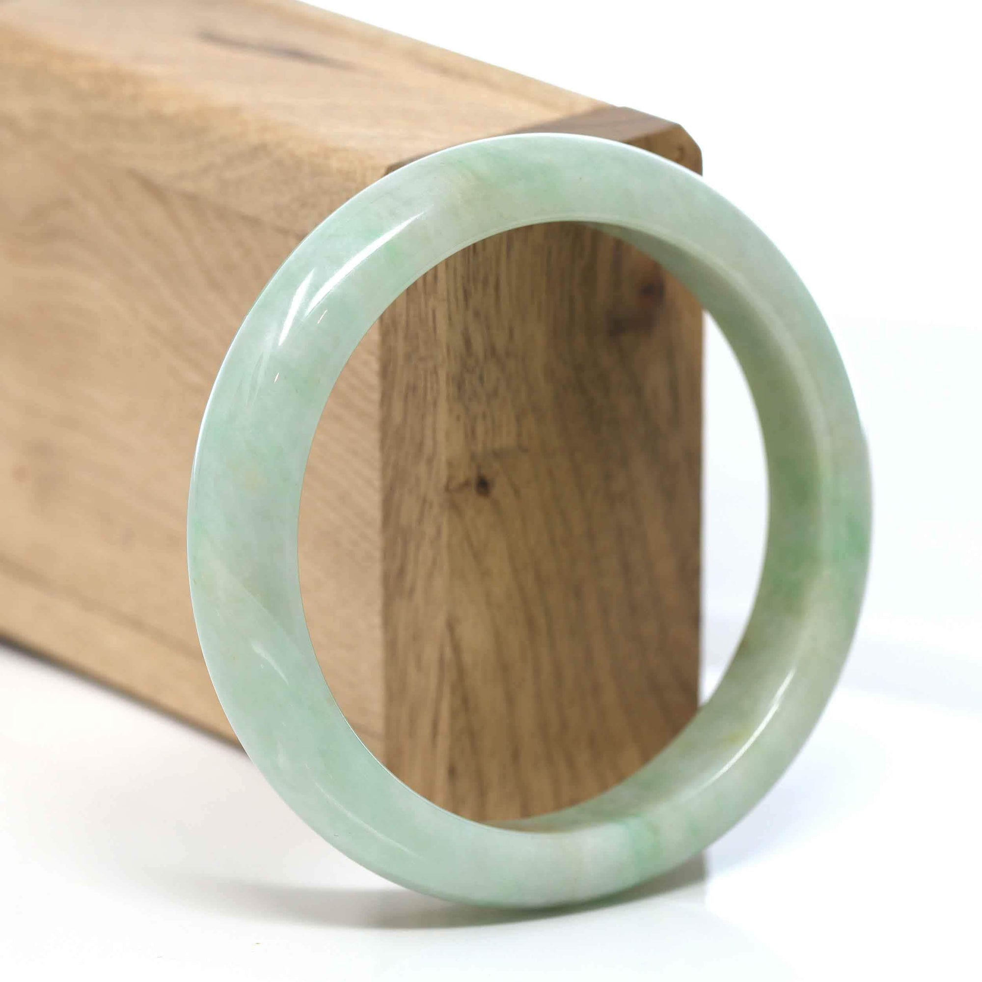 Baikalla Jewelry Jadeite Jade Bangle Bracelet Baikalla "Classic Bangle" Blue Green Natural Burmese Jadeite Jade Bangle ( 57.53 mm )#301