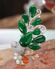 Baikalla Jewelry 18k Gold Jadeite Necklace "Bird on A Tree" Baikalla Jewelry Signature Neck-piece Brooch Necklace