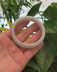 Baikalla Classic White Jadeite Jade Wider Bangle Bracelet (59.23 mm) 