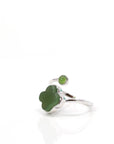 Baikalla Jewelry Silver Jade Pendant Necklace Ring Baikalla™ Sterling Silver Real Green Nephrite Jade Lucky Four Leaf Clover Set