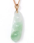 Baikalla Jewelry 18k Gold Jadeite Necklace 18K Rose Gold Genuine Burmese Ice Green Pea Jadeite Necklace