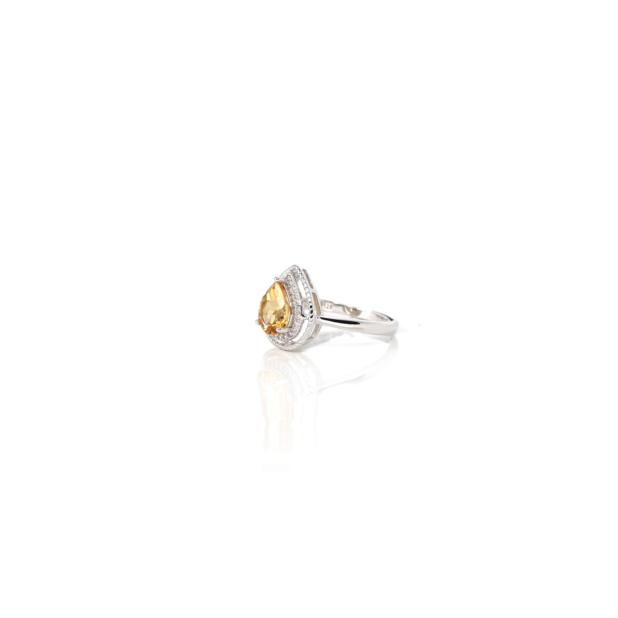 Baikalla Jewelry Gemstone Ring Sterling Silver Tear Drop Cut Citrine Ring