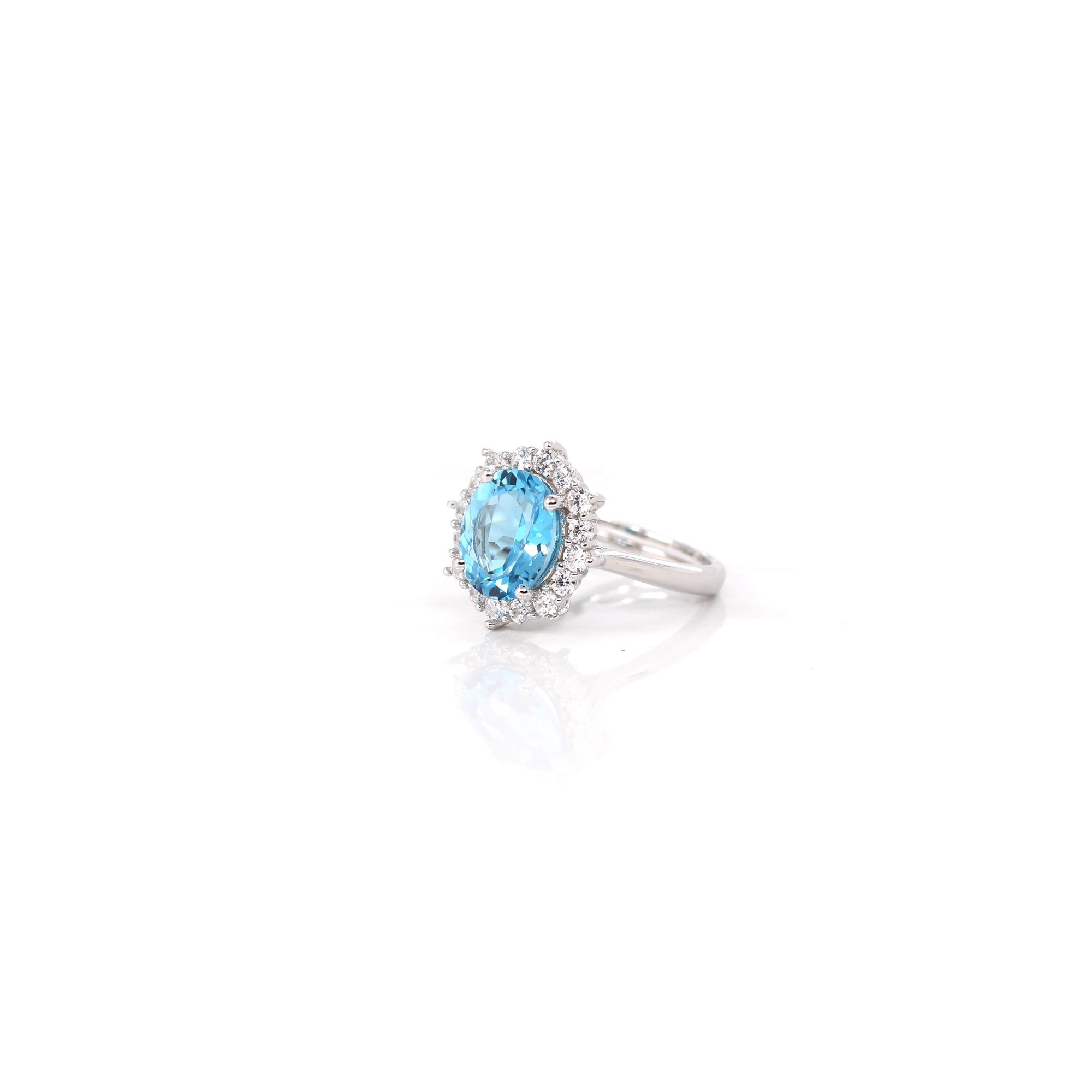 Baikalla Jewelry Gemstone Ring Sterling Silver Oval Sky Blue Topaz Ring