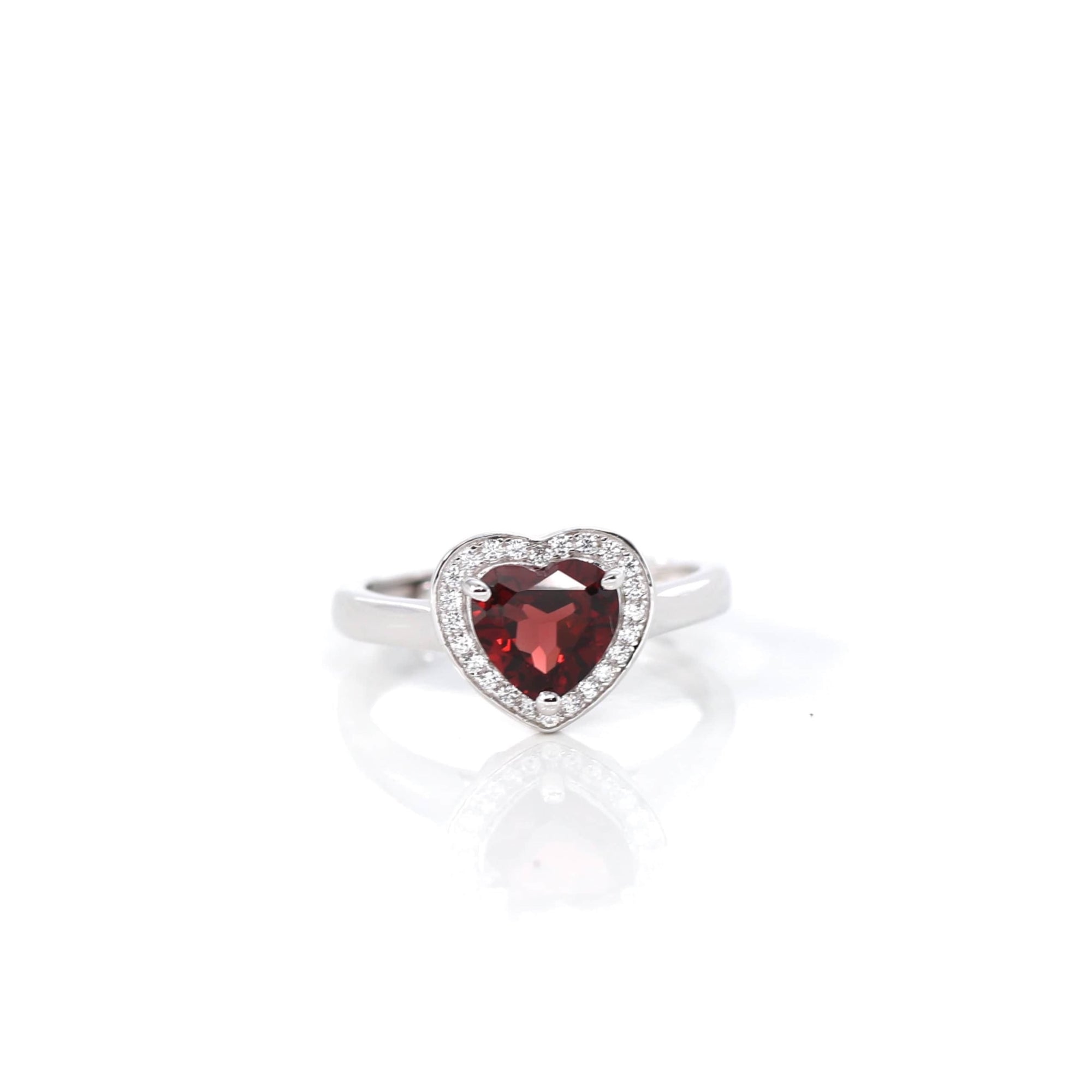 Baikalla Jewelry Sterling Silver Gemstone Ring Garnet Sterling Silver Amethyst, Citrine, &amp; Garnet Heart Ring