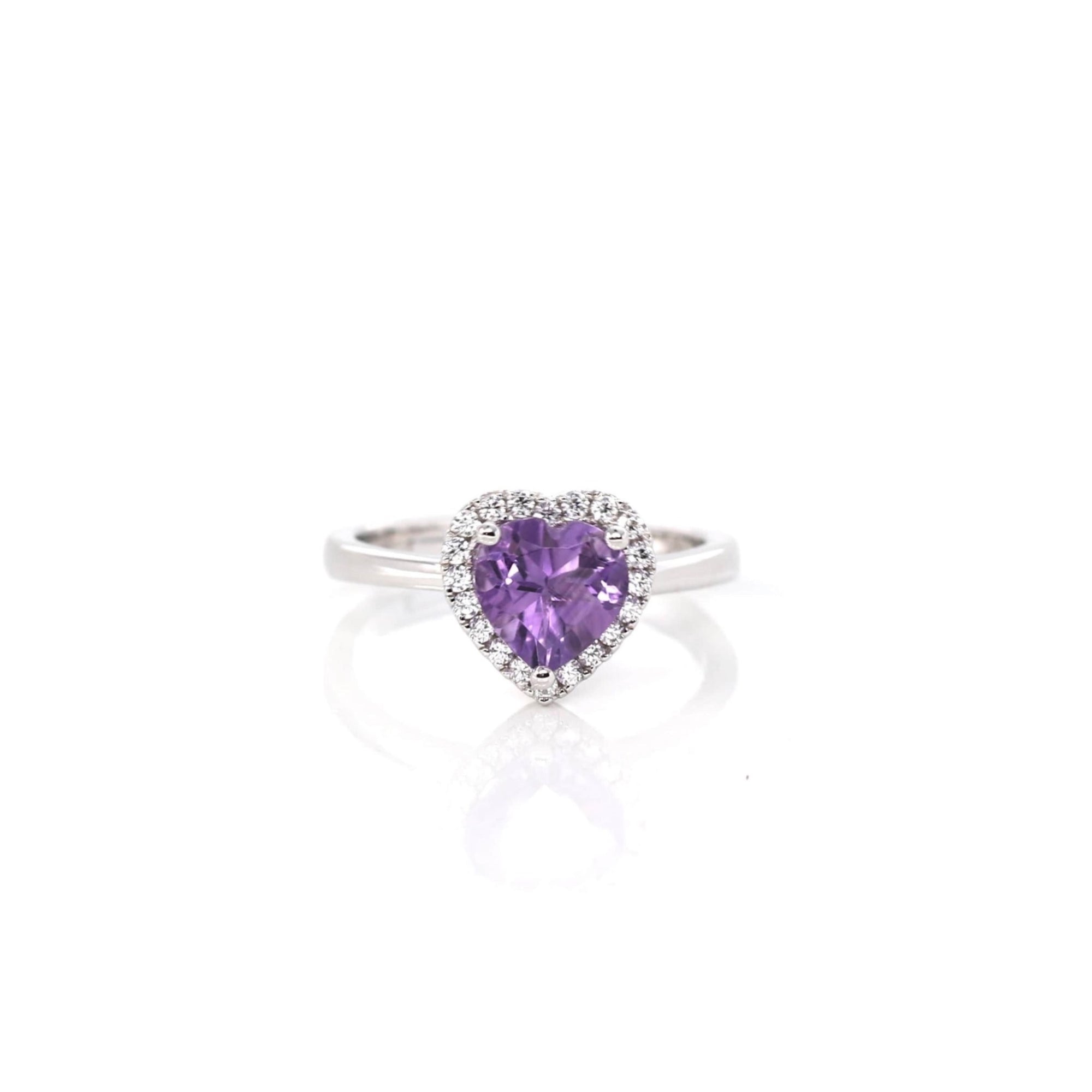 Baikalla Jewelry Sterling Silver Gemstone Ring Amethyst Sterling Silver Amethyst, Citrine, & Topaz Love Heart Ring