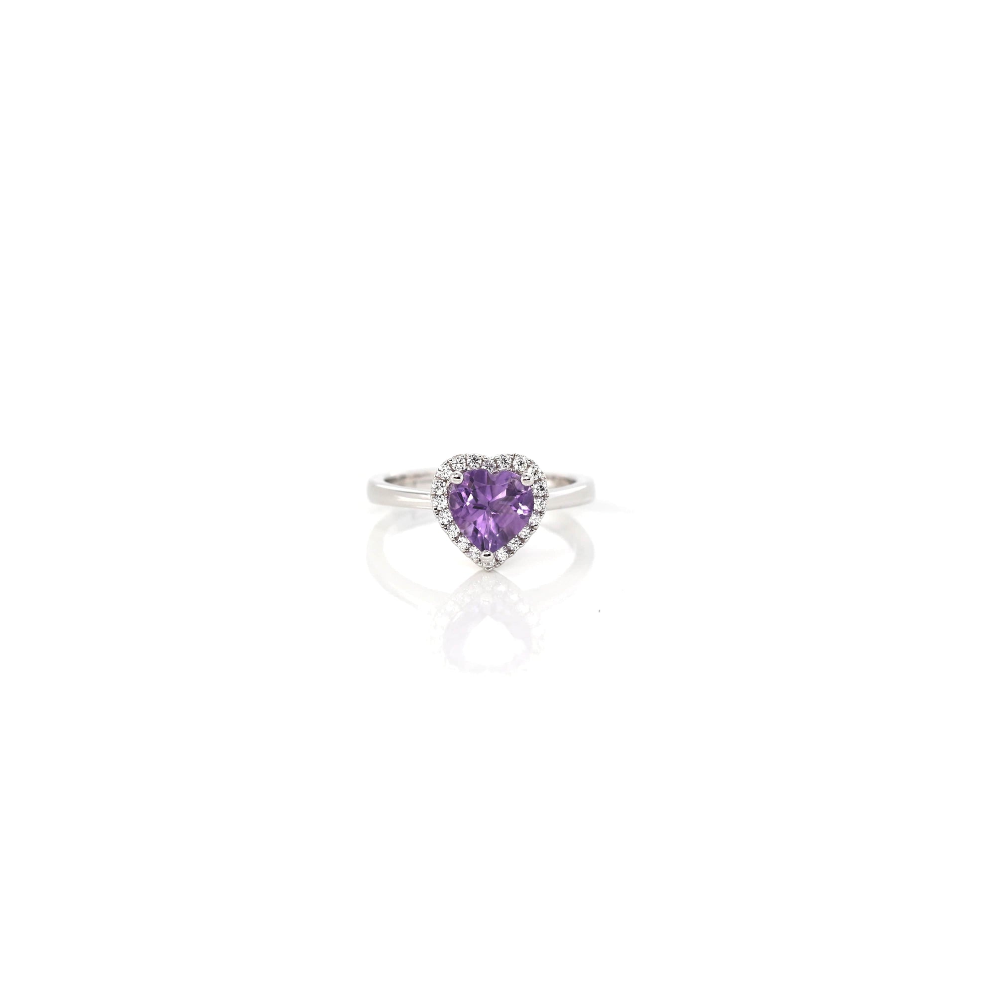 Baikalla Jewelry Sterling Silver Gemstone Ring Sterling Silver Amethyst, Citrine, & Topaz Love Heart Ring