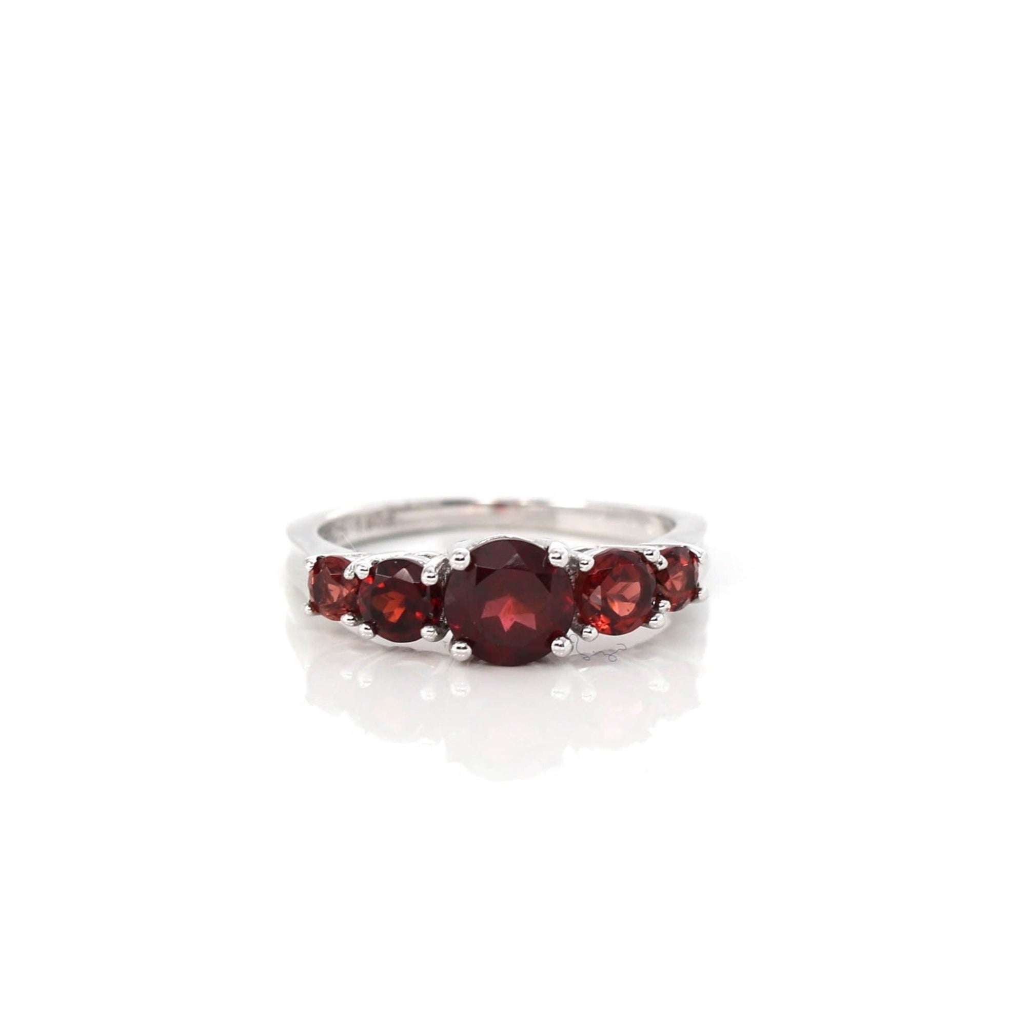 Baikalla Jewelry Sterling Silver Gemstone Ring 6 Sterling Silver Red Garnet Anniversary Band Ring