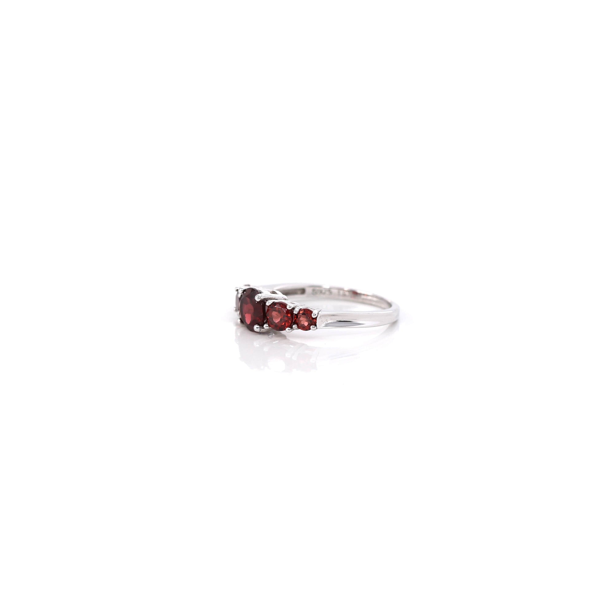 Baikalla Jewelry Sterling Silver Gemstone Ring Sterling Silver Red Garnet Anniversary Band Ring