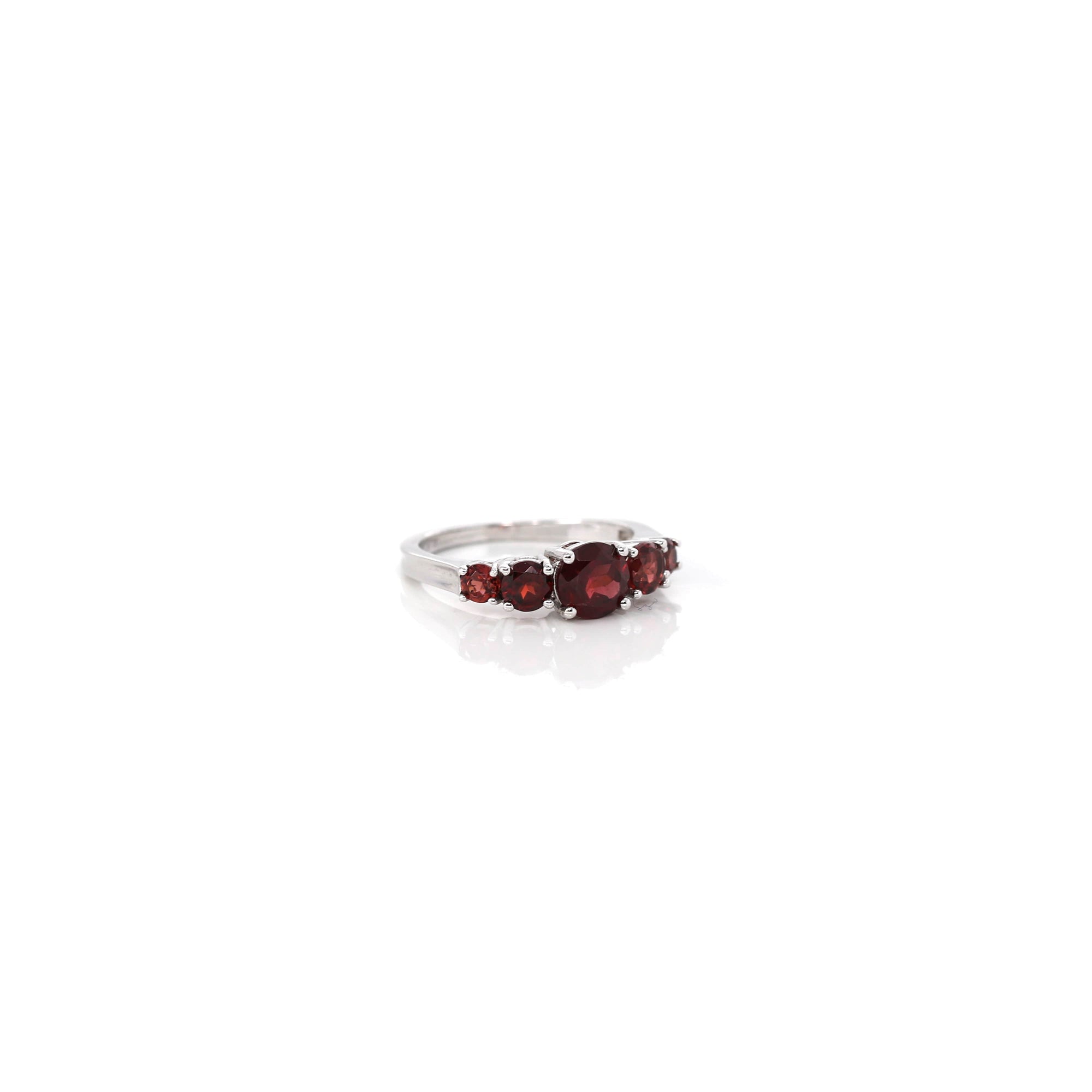 Baikalla Jewelry Sterling Silver Gemstone Ring Sterling Silver Red Garnet Anniversary Band Ring