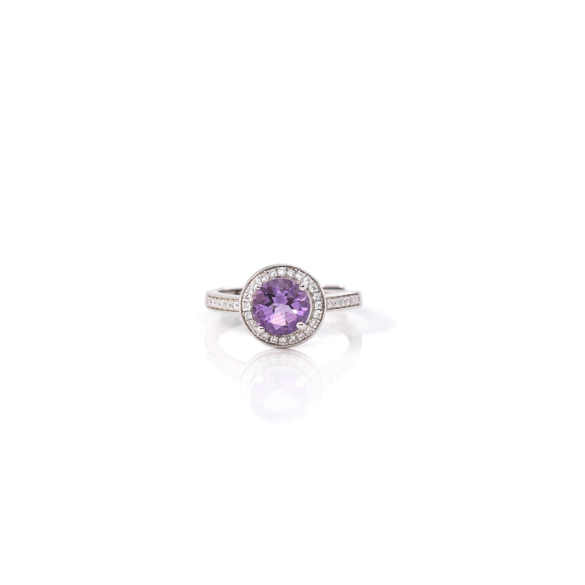 Baikalla Jewelry Gemstone Ring Amethyst Sterling Silver Round Amethyst and Citrine Ring