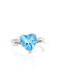 Baikalla Jewelry Gemstone Ring 6 Sterling Silver Sky Blue Topaz Love Heart Ring