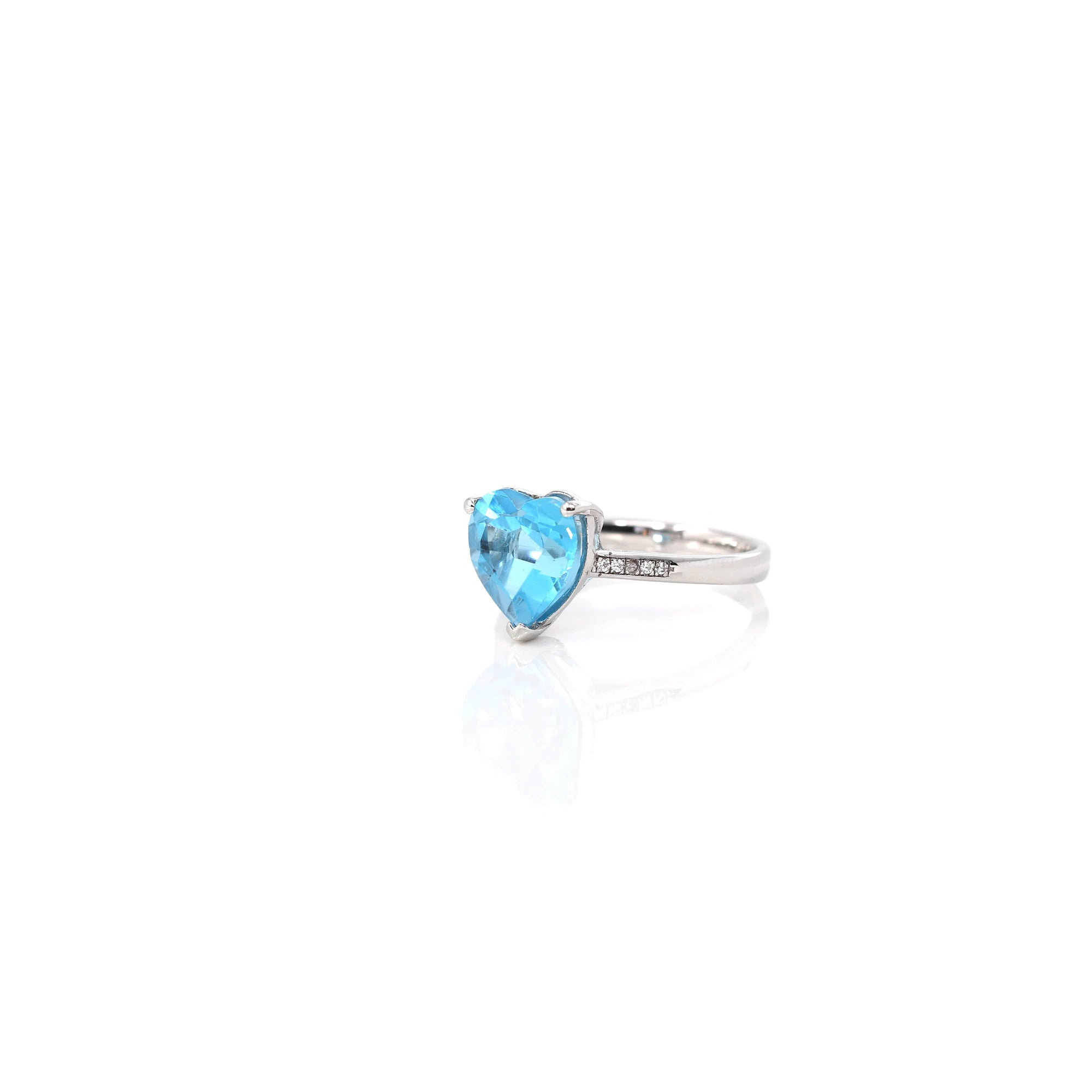 Baikalla Jewelry Gemstone Ring Sterling Silver Sky Blue Topaz Love Heart Ring