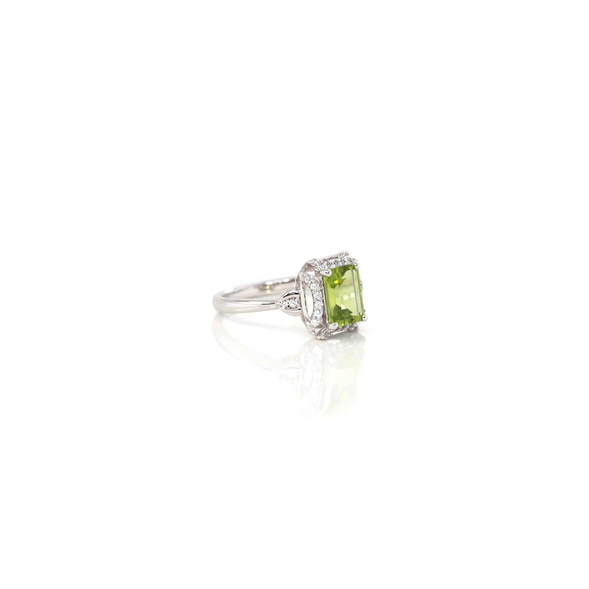 Baikalla Jewelry Sterling Silver Gemstone Ring Sterling Silver Emerald Fancy Cut Peridot Ring