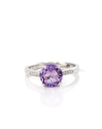 Baikalla Jewelry Sterling Silver Gemstone Ring Sterling Silver Round Amethyst Ring