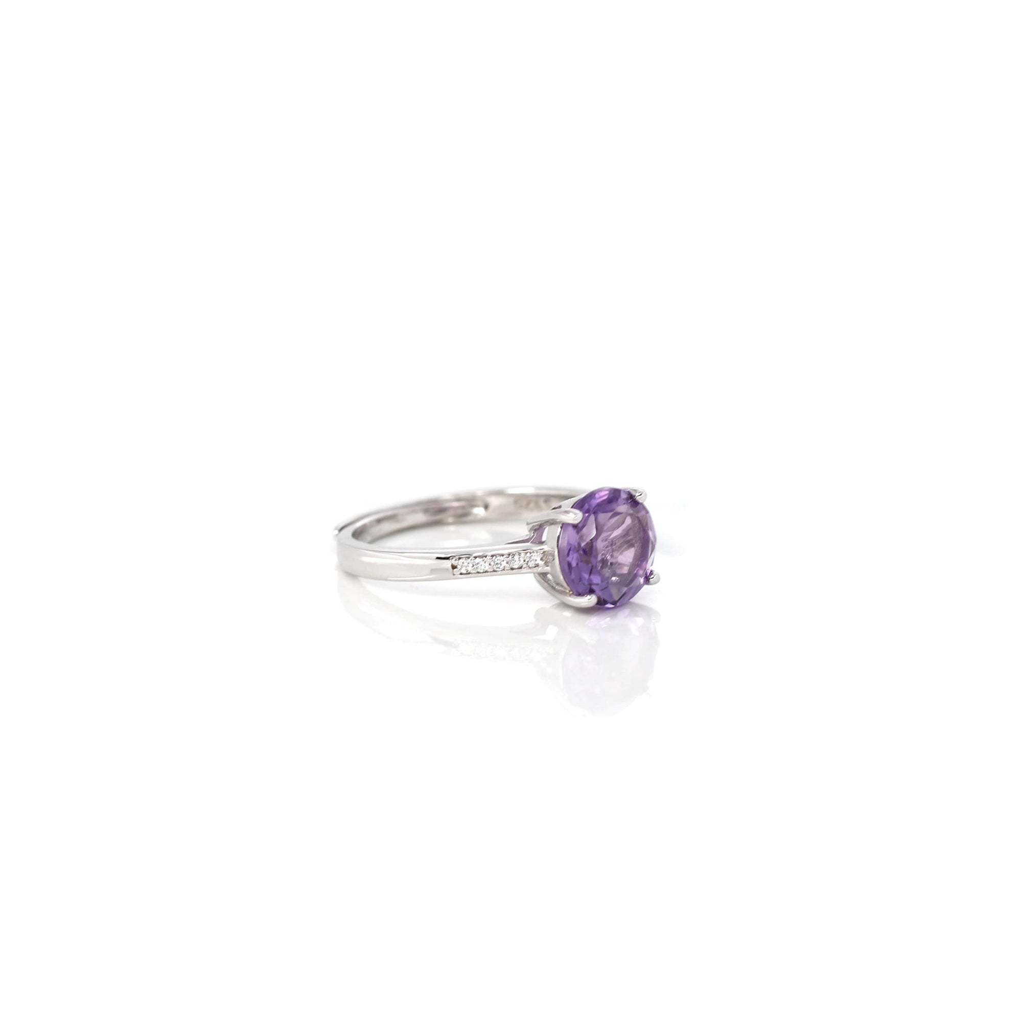 Baikalla Jewelry Sterling Silver Gemstone Ring Sterling Silver Round Amethyst Ring