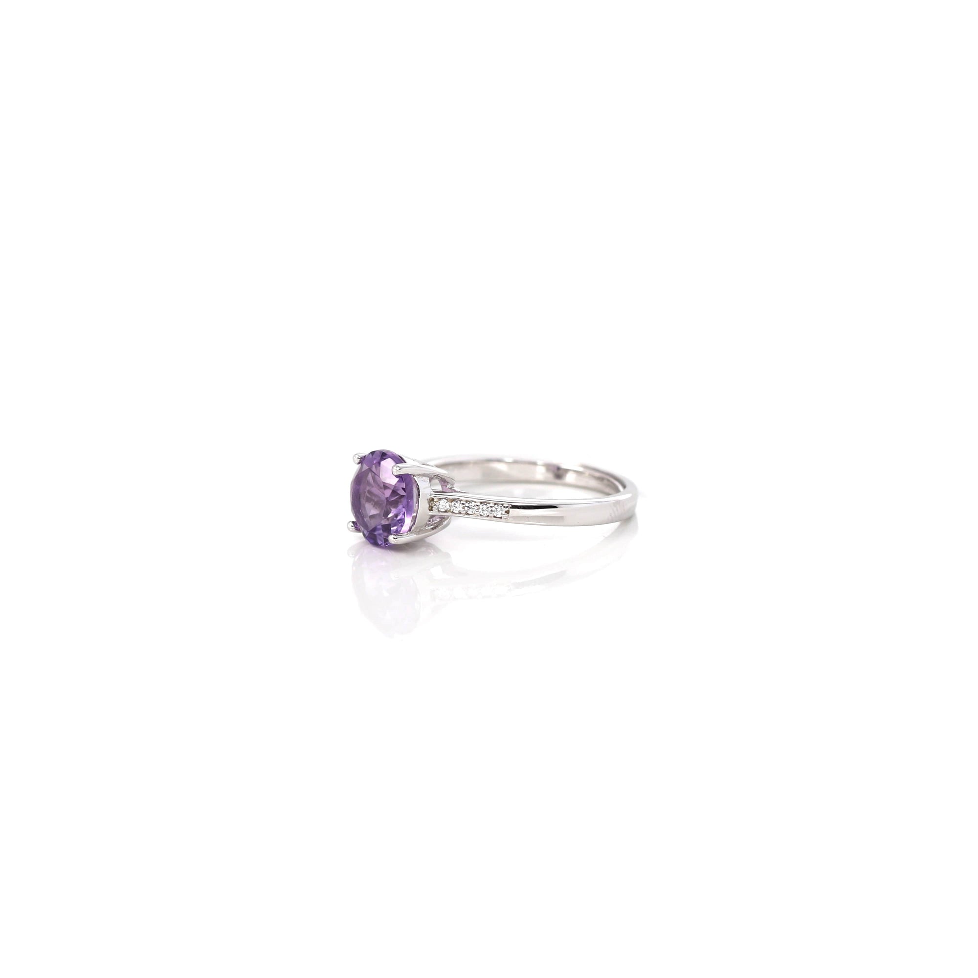 Baikalla Jewelry Sterling Silver Gemstone Ring Sterling Silver Round Amethyst Ring