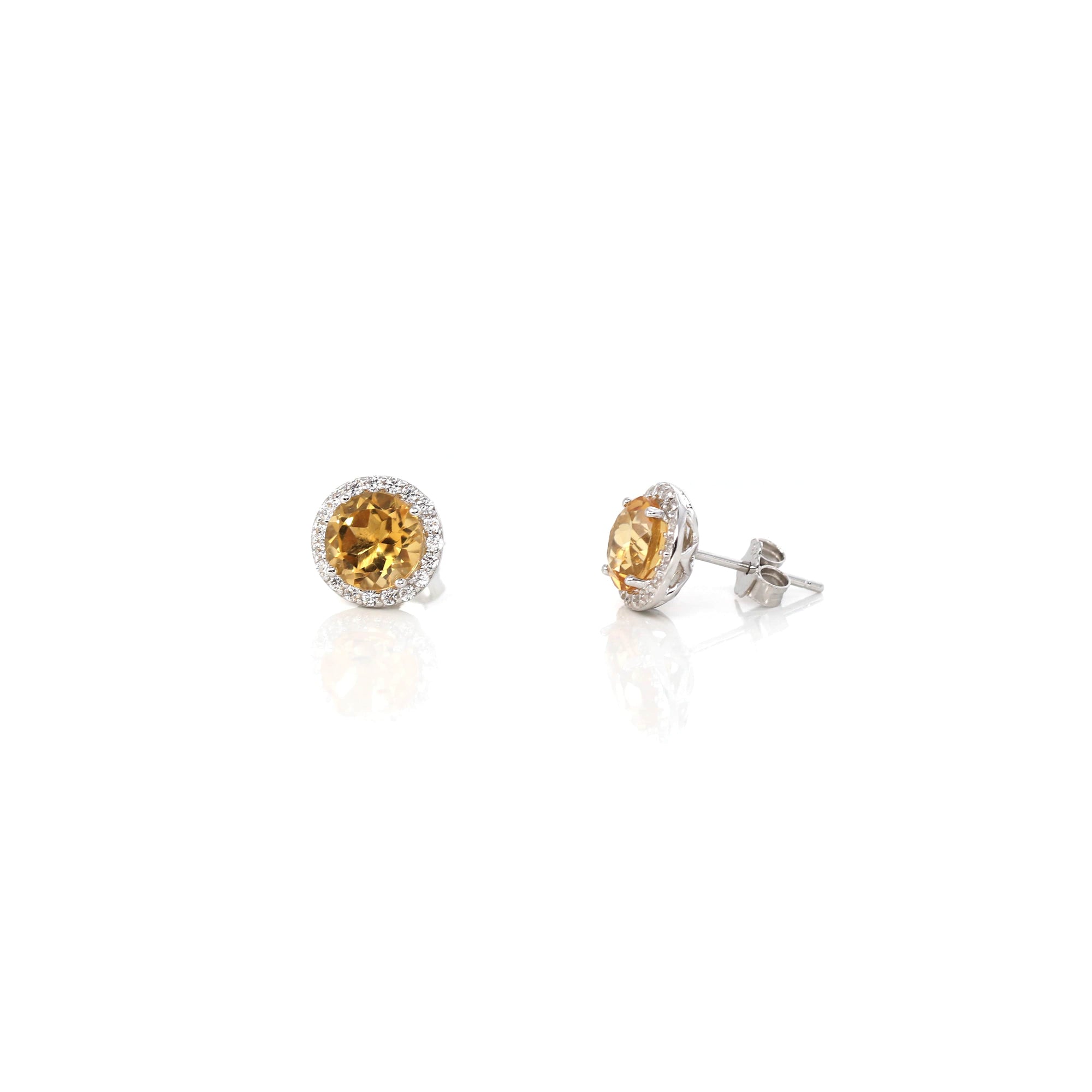 Baikalla Jewelry Silver Gemstones Earrings Baikalla™ Classic Sterling Silver Natural Amethyst Topaz Garnet Citrine Stud Earrings With CZ