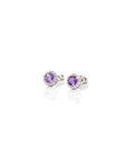 Baikalla Jewelry Silver Gemstones Earrings Baikalla™ Classic Sterling Silver Natural Amethyst Topaz Garnet Citrine Stud Earrings With CZ