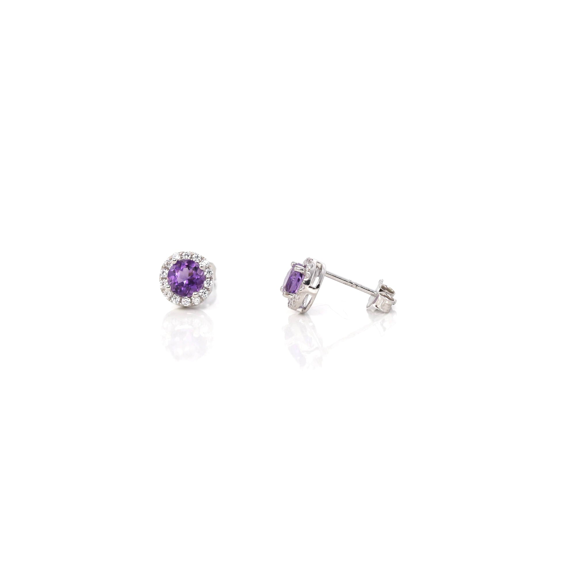 Baikalla Jewelry Silver Gemstones Earrings Baikalla™ Classic Sterling Silver Natural Amethyst Topaz Garnet Citrine Stud Earrings With CZ