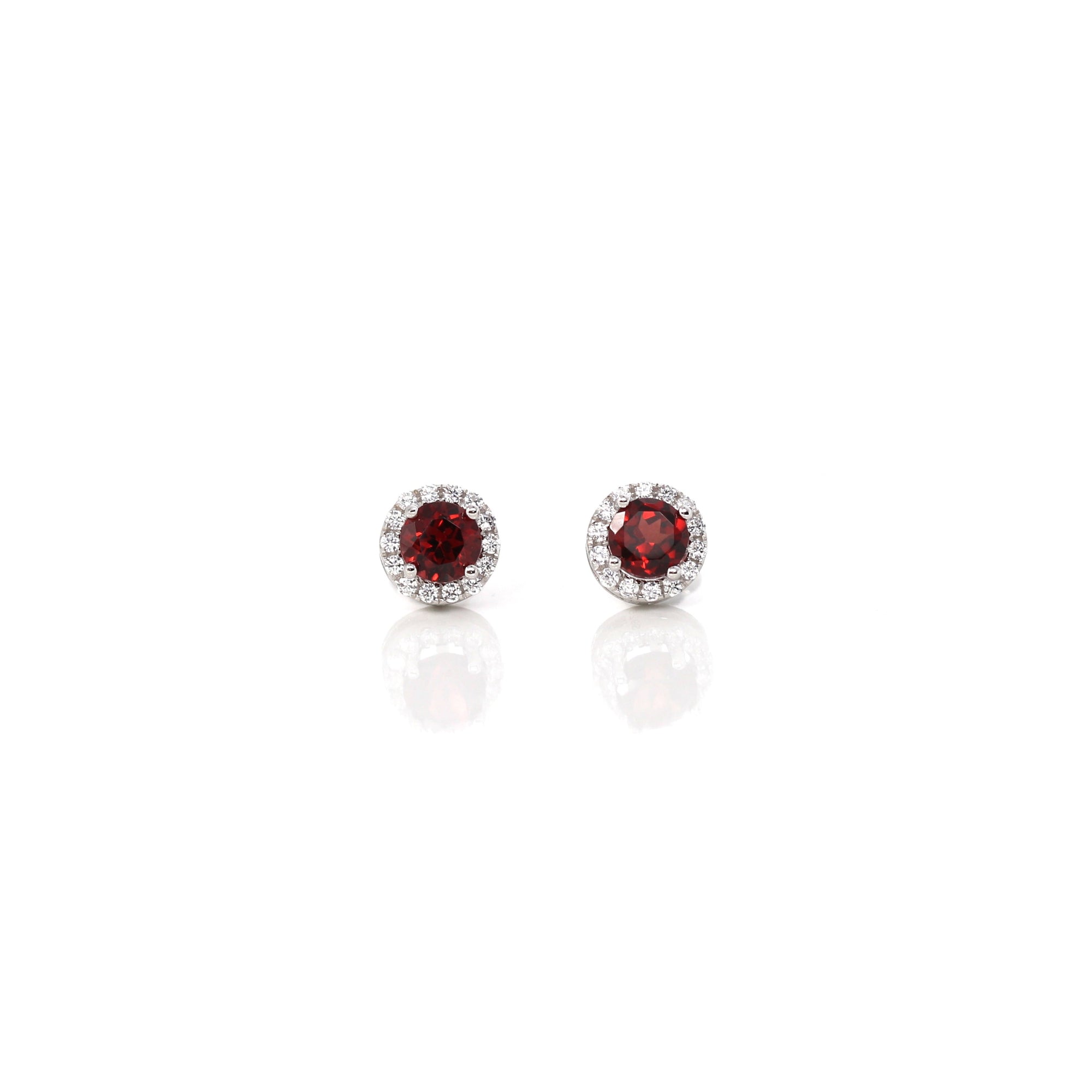 Baikalla Jewelry Silver Gemstones Earrings Baikalla™ Classic Sterling Silver Natural Amethyst Topaz Garnet Citrine Stud Earrings With CZ