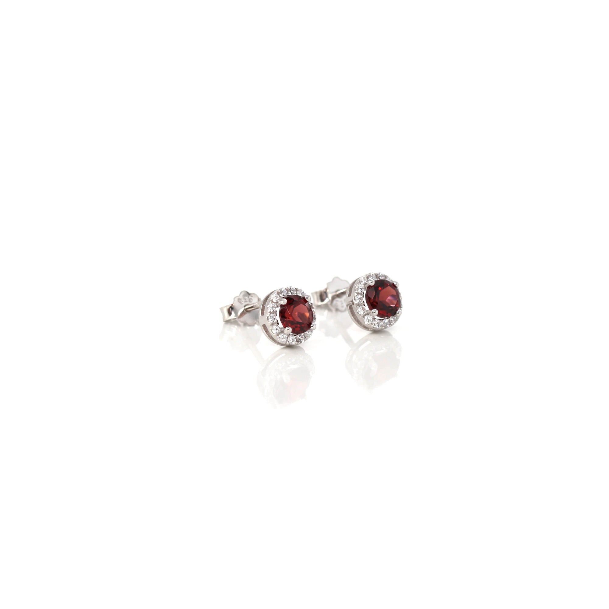 Baikalla Jewelry Silver Gemstones Earrings Baikalla™ Classic Sterling Silver Natural Amethyst Topaz Garnet Citrine Stud Earrings With CZ