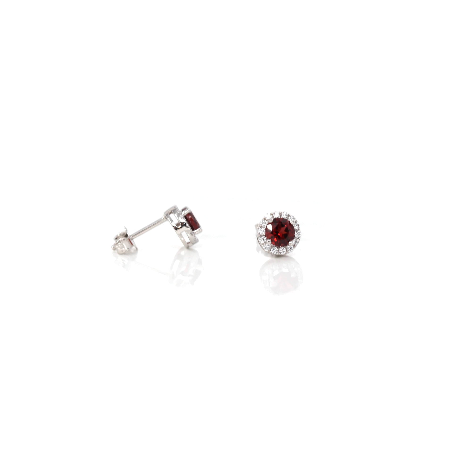 Baikalla Jewelry Silver Gemstones Earrings Baikalla™ Classic Sterling Silver Natural Amethyst Topaz Garnet Citrine Stud Earrings With CZ