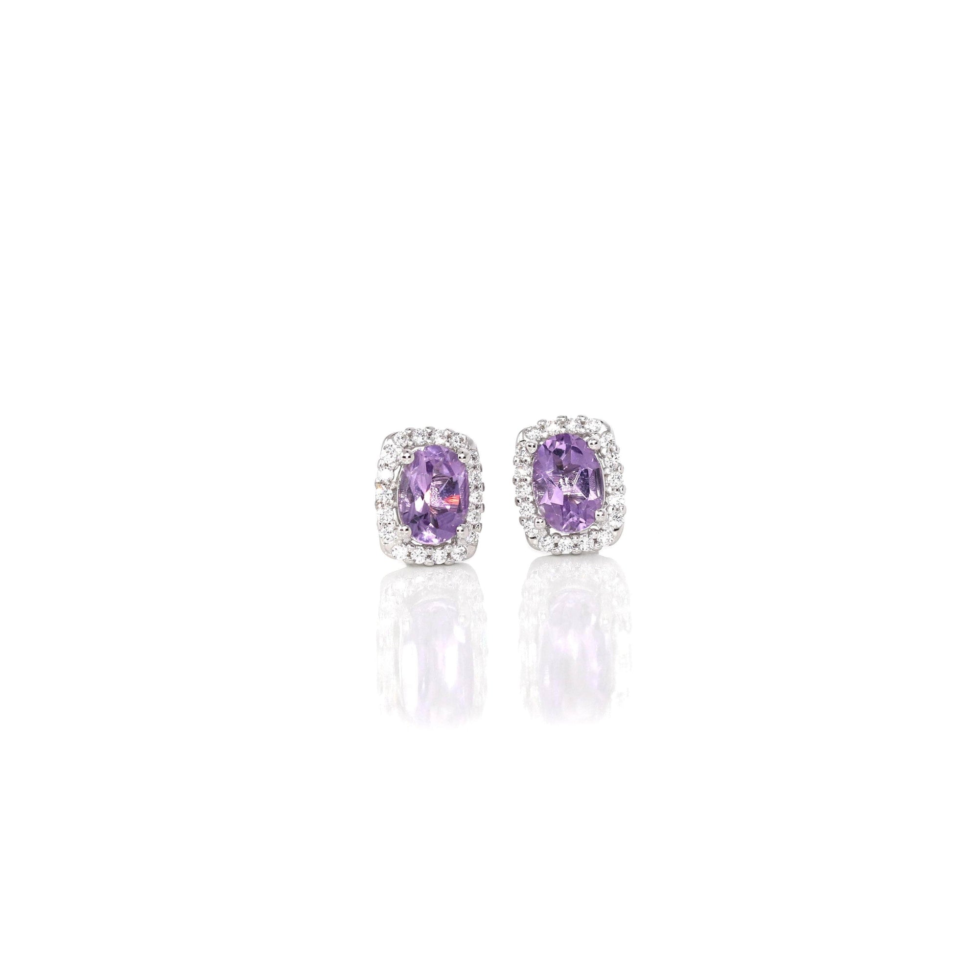 Baikalla Jewelry Silver Gemstones Earrings Baikalla™ Classic Sterling Silver Natural Amethyst Topaz Garnet Citrine Stud Earrings With CZ