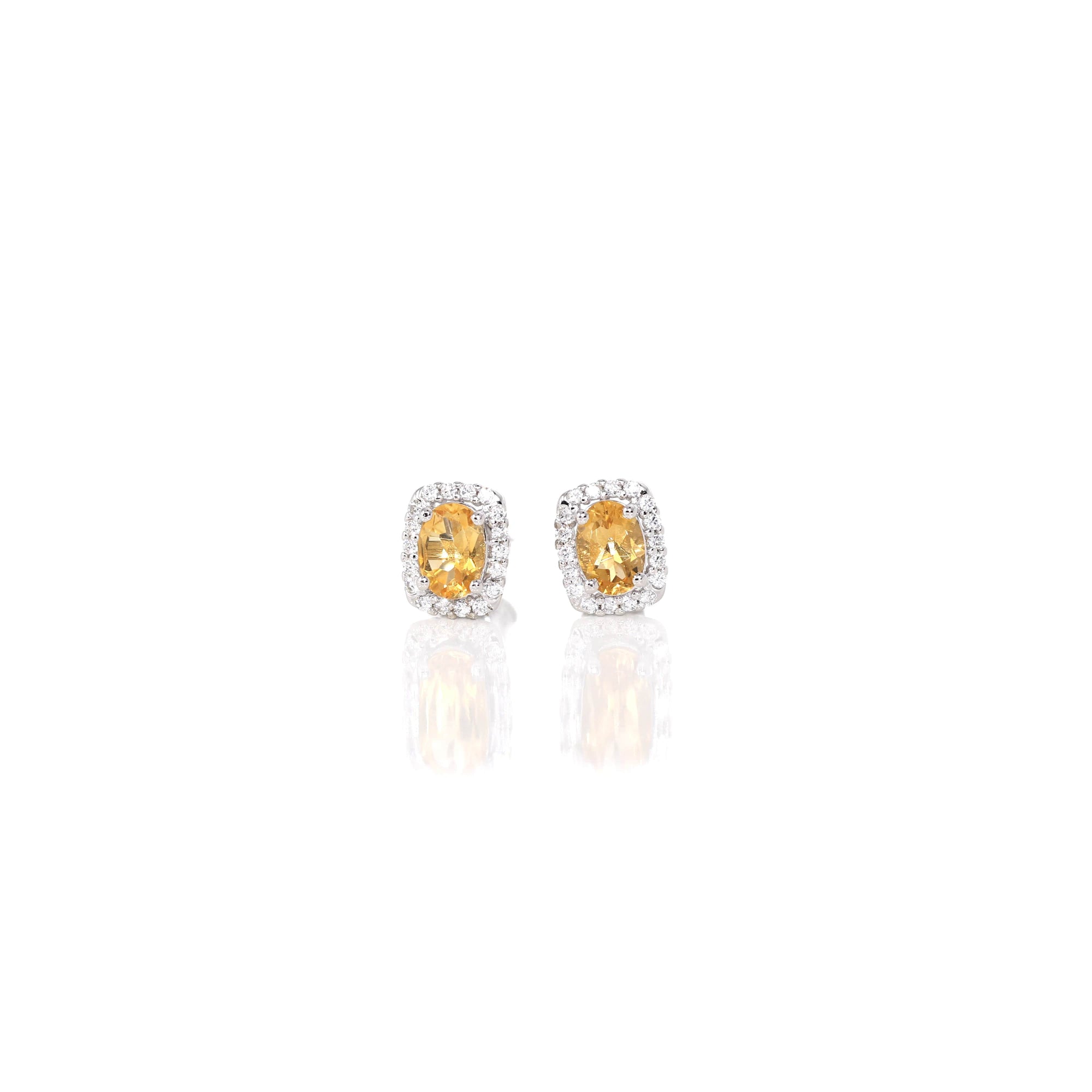 Baikalla Jewelry Silver Gemstones Earrings Baikalla™ Classic Sterling Silver Natural Amethyst Topaz Garnet Citrine Stud Earrings With CZ