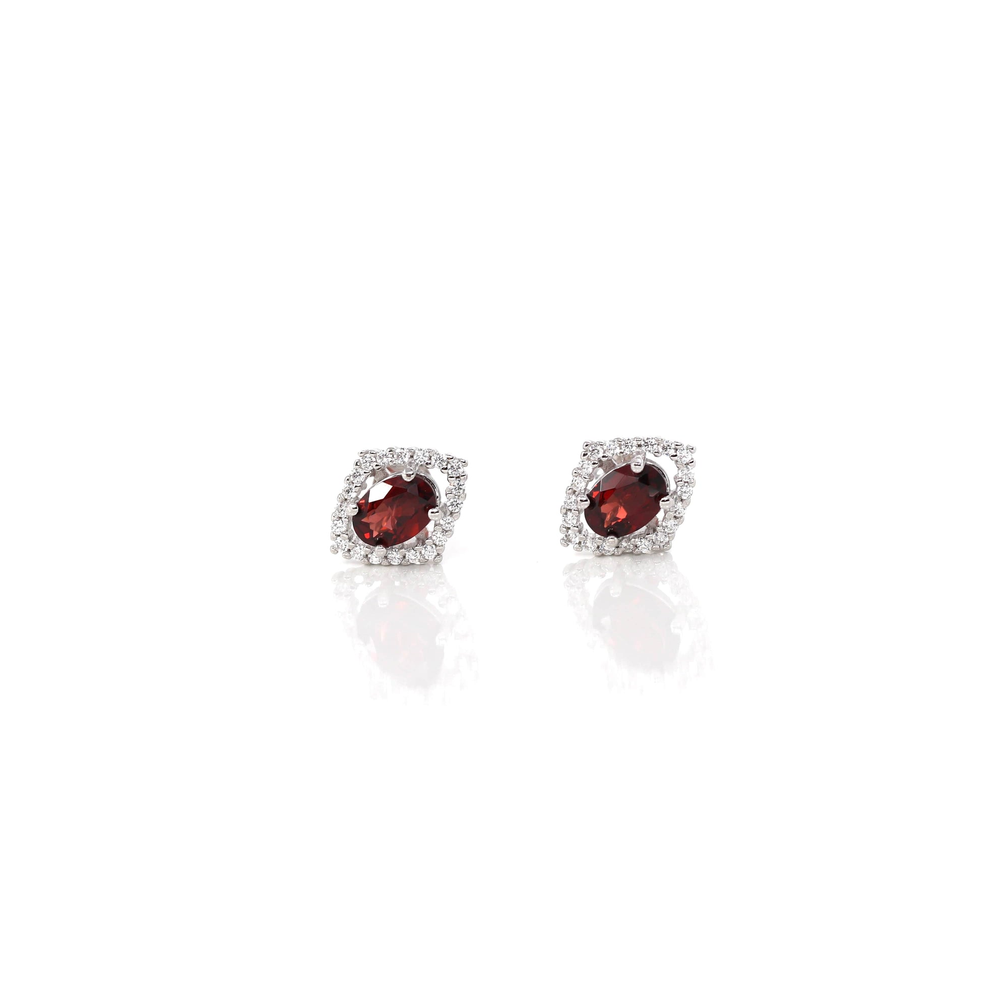 Baikalla Jewelry Silver Gemstones Earrings Baikalla™ Classic Sterling Silver Natural Amethyst Topaz Garnet Citrine Stud Earrings With CZ